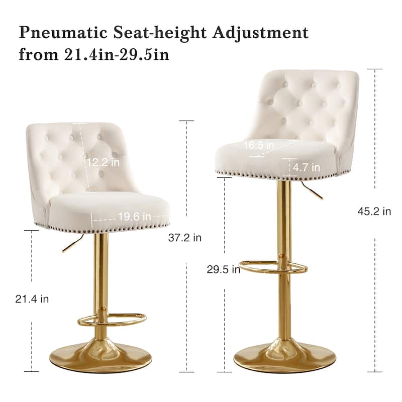 HOMYKA 360 Degrees Swivel Bar Chair With Adjustable Height and Metal Feet Bar Stool Set of 2