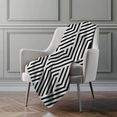 Premium Machine Washable Contemporary Geo Sherpa Throw Blanket
