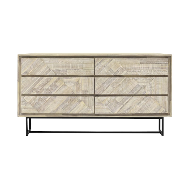 Peridot Modern Farmhouse Solid Acacia Wood 6 Drawer Dresser