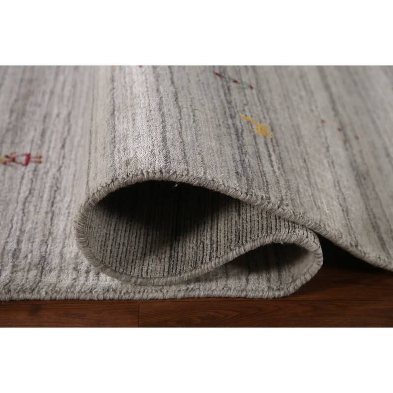 Handmade Gabbeh Indian Area Rug Hand-Knotted Wool Carpet - 8'0"x 9'11"