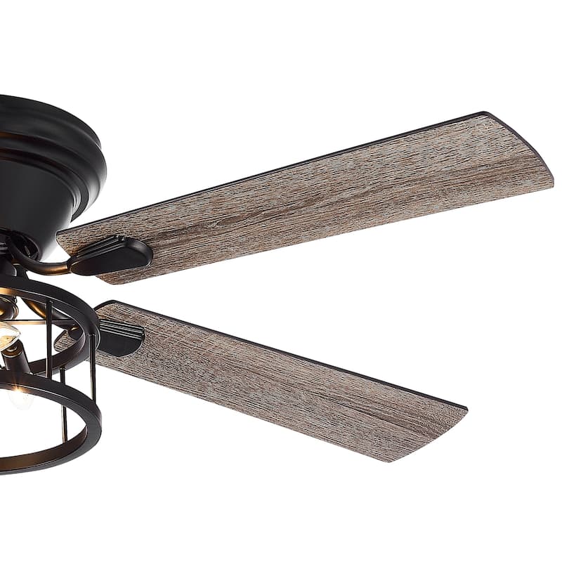 52 in. Indoor Black Farmhouse Ceiling Fan with Light Kit and Pull Chain