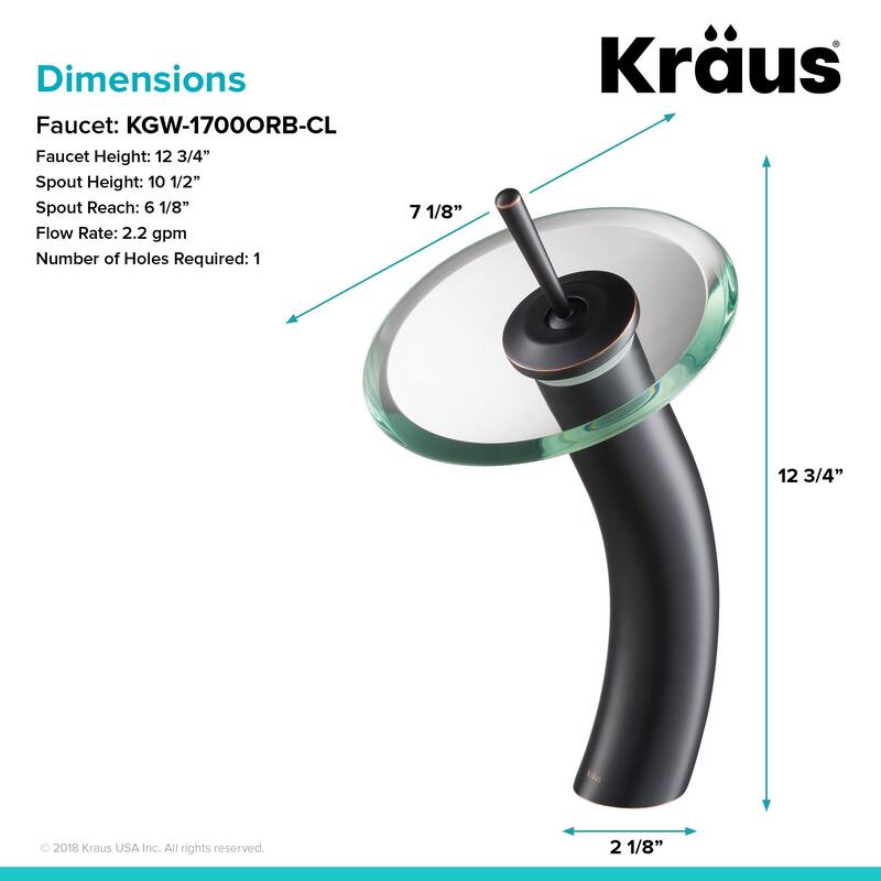 Kraus Waterfall Single Hole Vessel Bathroom Faucet
