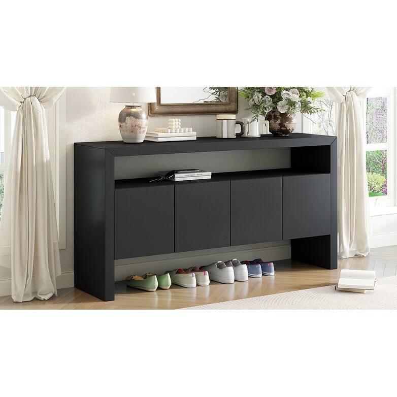 Modern Minimalist Sideboard, Entryway Cabinet, Media Cabinet with Open Shelves, for Living Room, Hallway and Dining Room