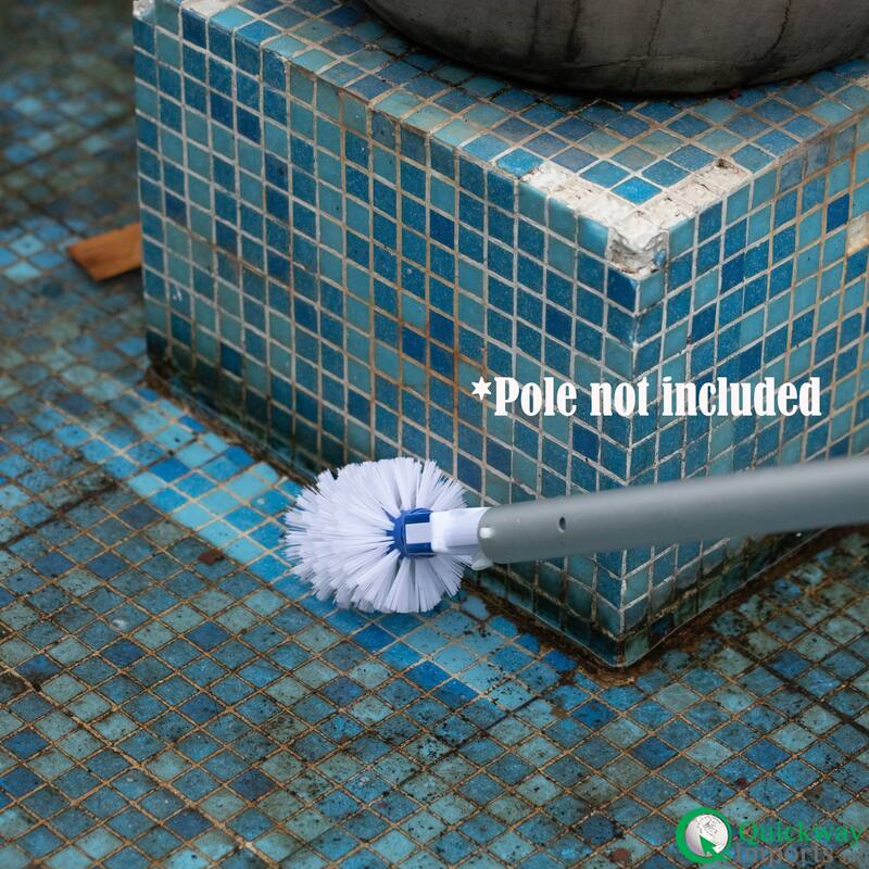 Quickway Imports Round Pool Corner and Step Brush Head Fine Bristle Scrub for Pools Spas Hot Tubs & Tight Spaces