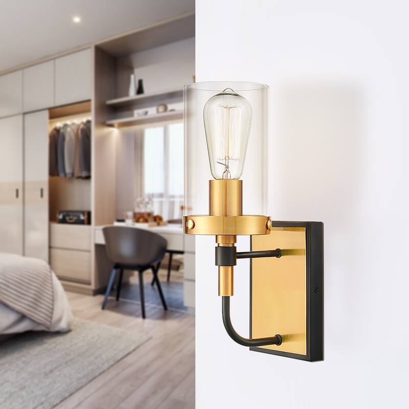 Light Society Emme 1-Light Vanity Light - Black/Brushed Brass