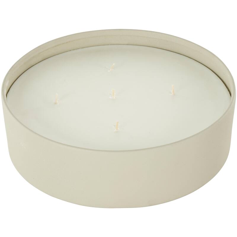 Cream, Black or Beige Metal Scented Textured 59oz 5 Wick Decorative Candle with White Wax