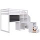 preview thumbnail 13 of 14, White Twin Pine Loft Bed with Pullable Desk and Storage