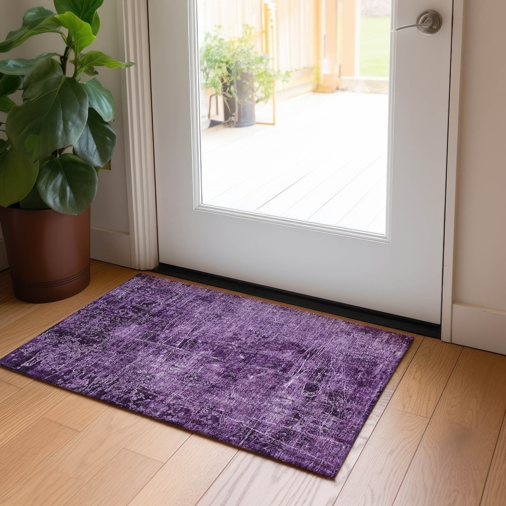 Machine Washable Indoor/ Outdoor Abstract Solid Chantille Rug