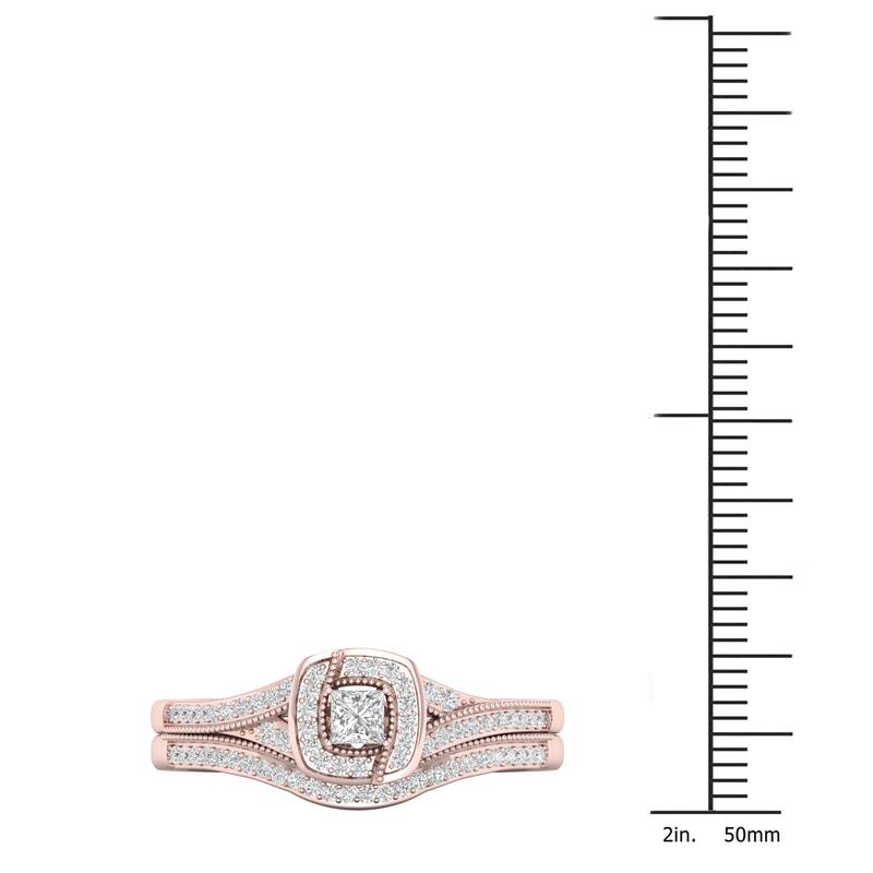 De Couer 10k Gold 1/3ct TDW Diamond Halo Bridal Set