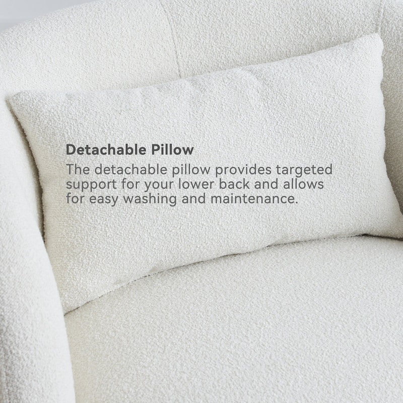 KINWELL 34" Sherpa Swivel Accent Chair Boucle Upholstered Armchair