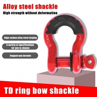 CCH 2PCS 3/4" Red D-Ring Bow Shackles Kit With Black Isolators – 4.75 Ton Recovery Tow Shackle For Truck Jeep ATV SUV