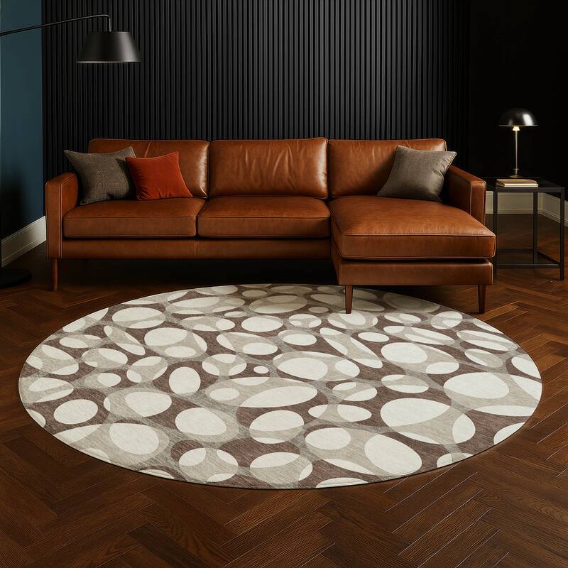 Machine Washable Indoor/ Outdoor Contemporary Saline Chantille Rug