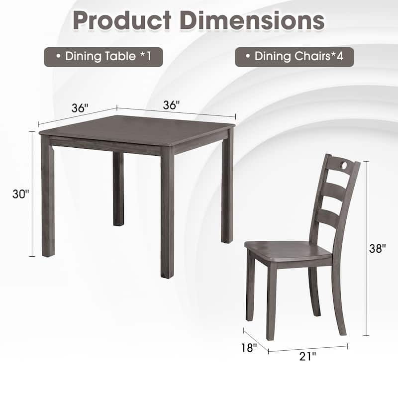 Farmhouse Gray Solid Wood 5-piece Dining Table Set