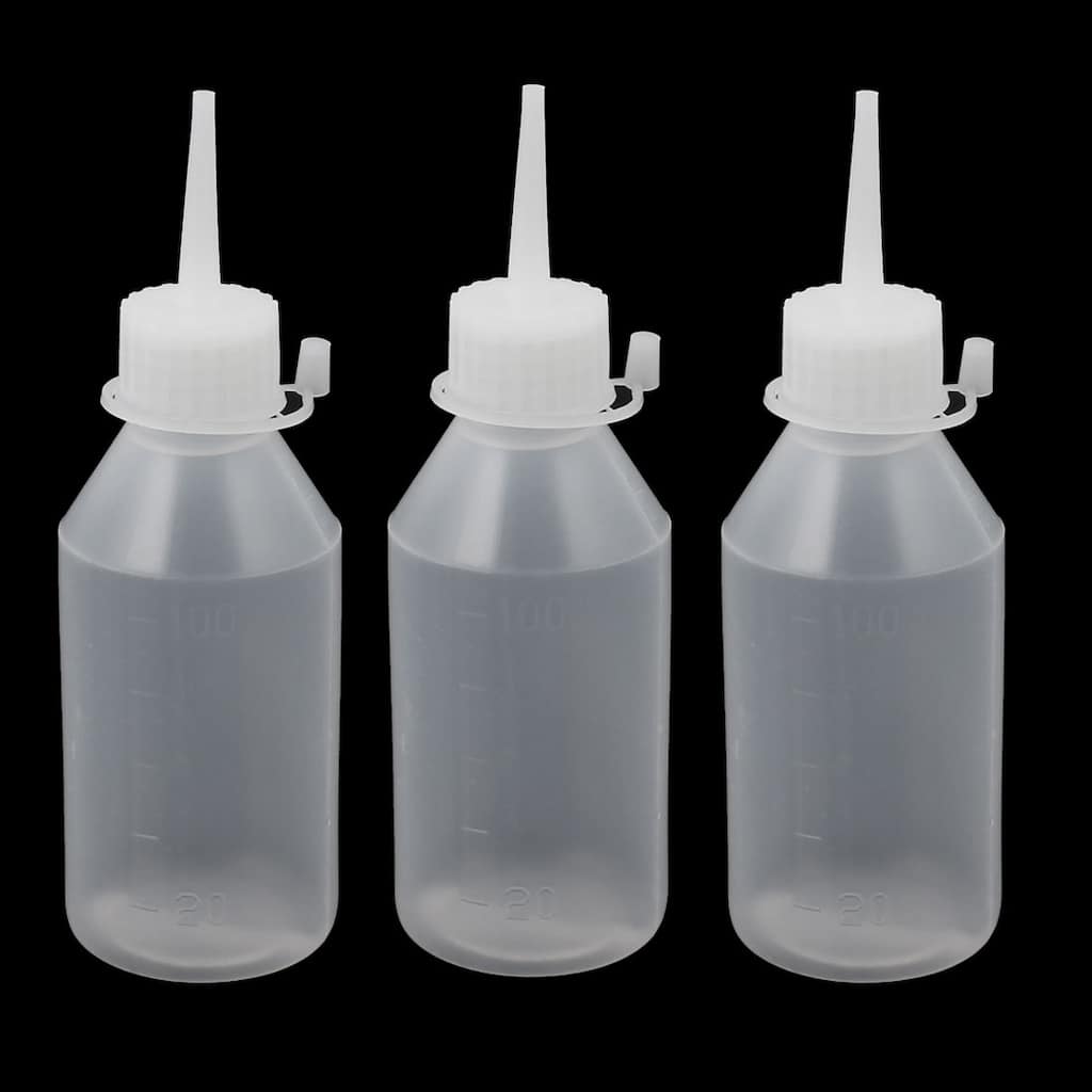 YH-2L Plastic Kitchen Laboratory Squeeze Bottle Dispenser 100ML 3 Pcs - White,Clear