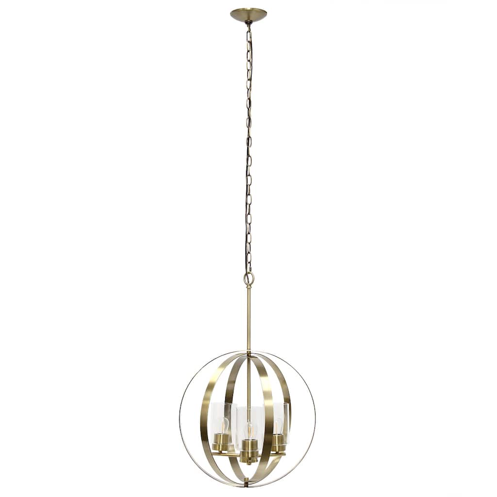 3-Light Adjustable Hanging Fixture - Antique Brass Finish - Modern Ceiling Light for Kitchen, Hallway, Living Room - 64