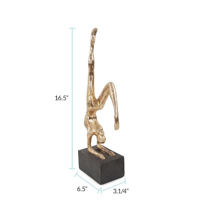 Allan Andrews Gold Resin Scorpion Yoga Pose Sculpture on Graphite Base - 16.5"H x 3.25"W x 6.5"D