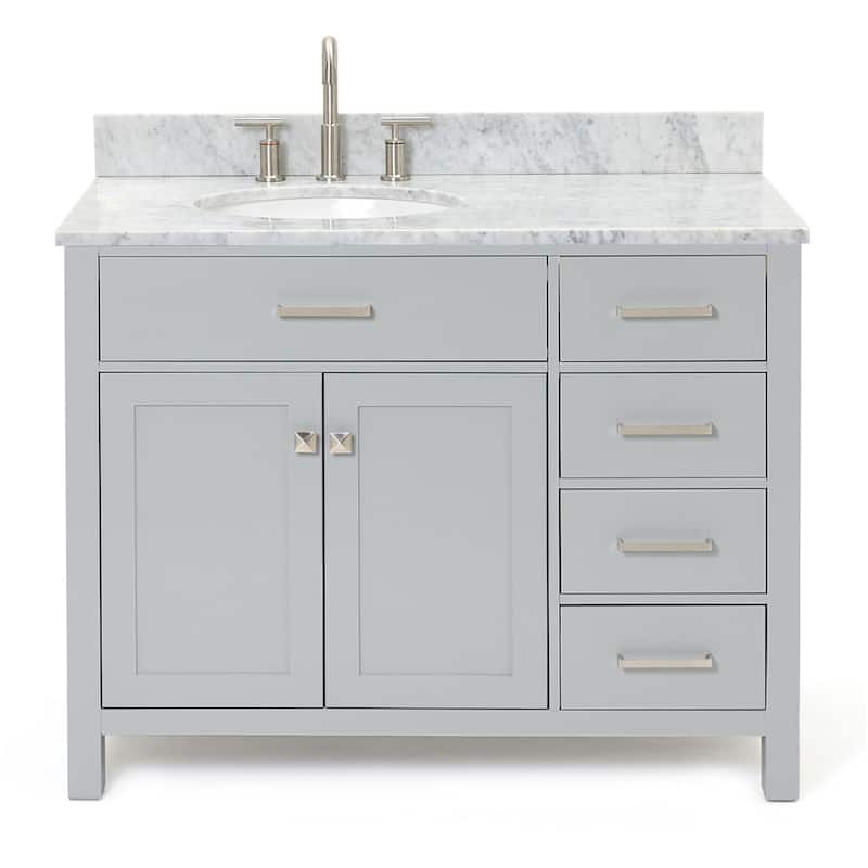 Ariel H043SLCW2OVO Bristol 43" Free Standing Single Oval Basin Vanity - Grey - Ash Finish