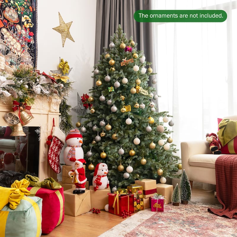 Costway 6ft Artificial Christmas Spruce Hinged Tree w/ 892 Mixed PE & - See details