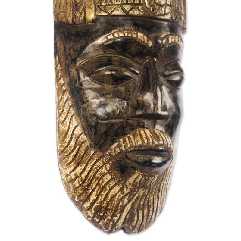 Novica Handmade Bearded Nii Amugi African Wood Mask