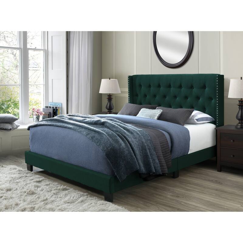 Bardy Upholstered Button-tufted Wingback Bed - Queen or King