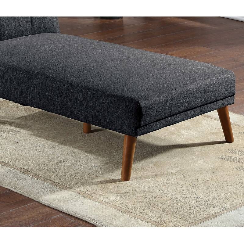 Black Polyfiber Adjustable Chaise Bed with Solid Wood Legs