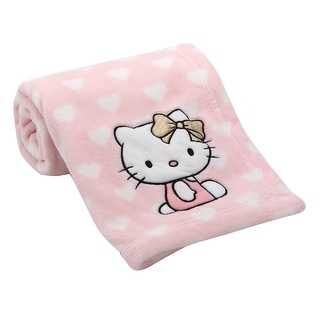 Lambs & Ivy Hello Kitty Pink/White Heart Luxury Coral Fleece Baby Blanket