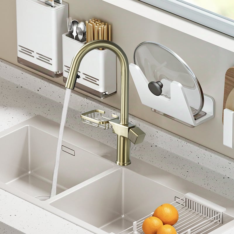 High Arc Pull-Down Kitchen Faucet - Single Hole Stainless Steel, Modern Sink Faucet