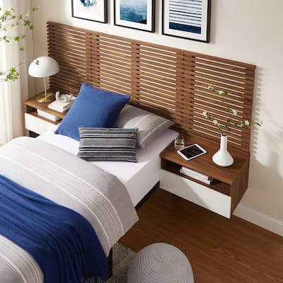 Render Wall Mount Twin Headboard and Modern Nightstands