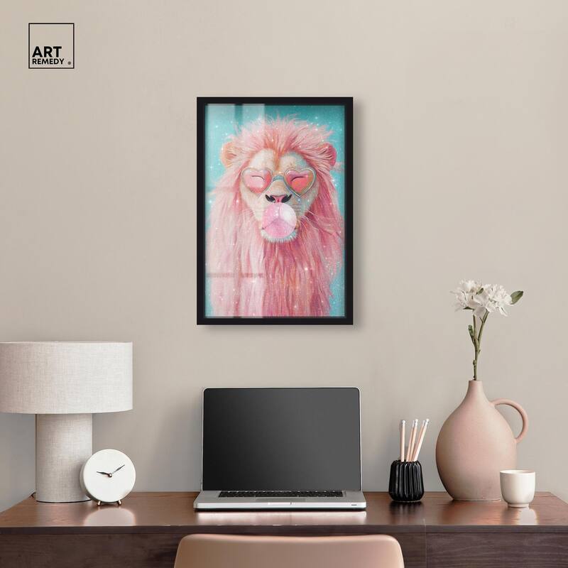 Pastel Lion Bubblegum Shadowbox by Art Remedy