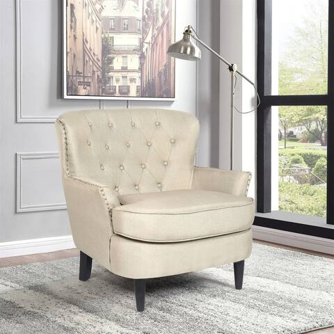 Adeco Modern Accent Chair Linen Sofa Chair - 34.4 "x34.4 "x34.2"