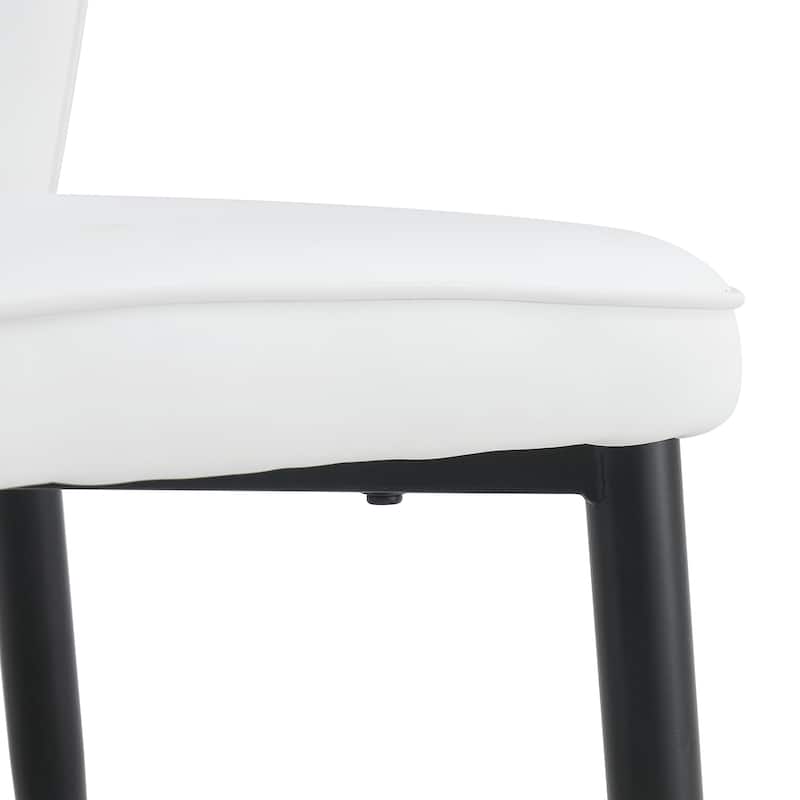 8 Modern Dining Chairs With Stylish Pu Patterned Backrest And Black Metal Legs For Kitchen, Bedroom And Office