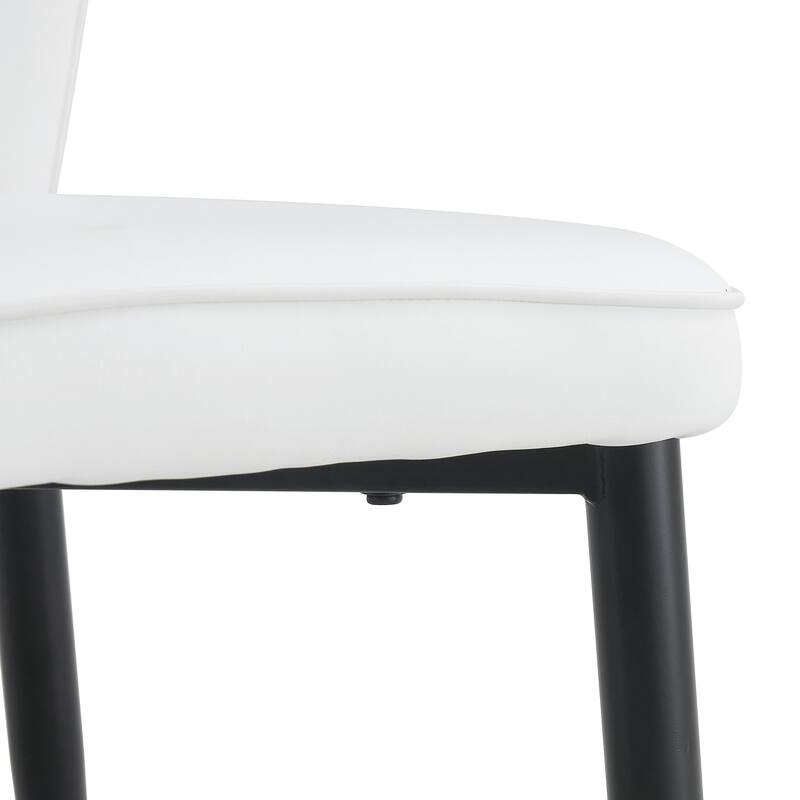 Roomfitters PU Dining Chairs with Patterned Backrest and Black Metal Legs, Upholstered Modern Set of 8 for Dining