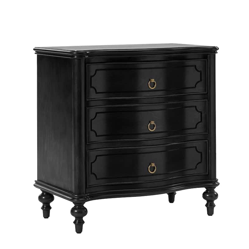 Alois Traditional 28''W 3-Drawer Curves End Table with Solid Wood Spindle Legs by HULALA HOME
