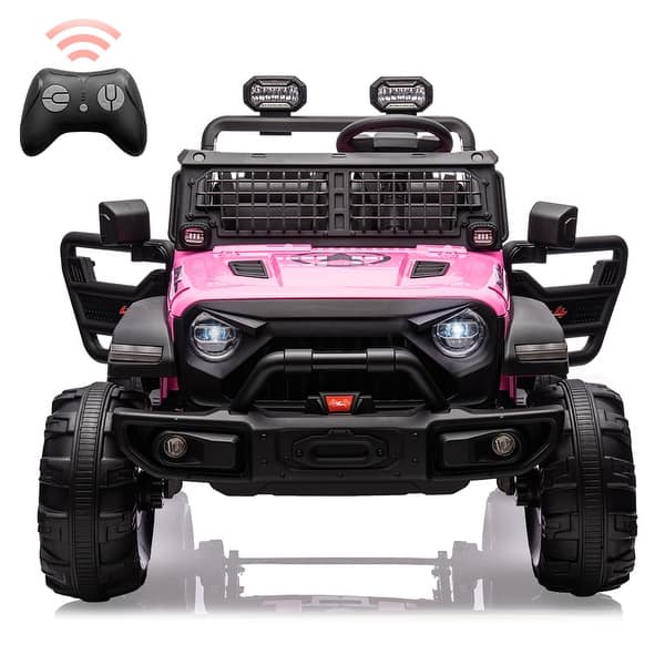 slide 2 of 30, 2 Seaters Kids Ride On Truck with Remote Control,20“ Large Seat Ride On Car for Toddlers Pink