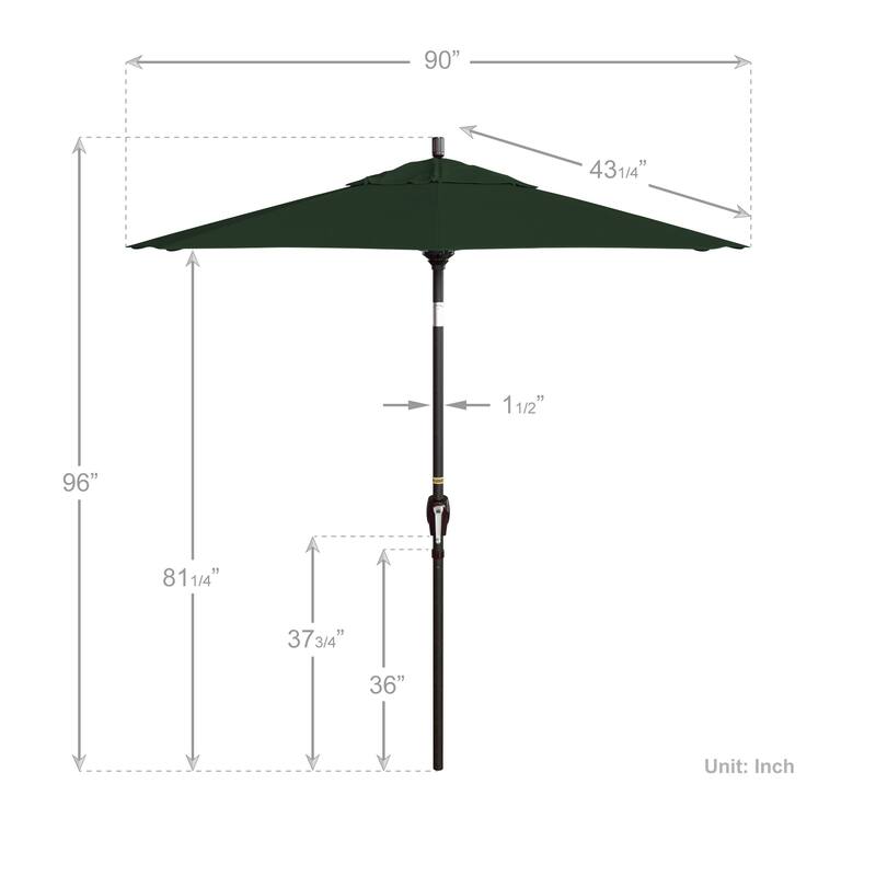 California Umbrella 7.5' Round Crank Lift Push Button Tilt Bronze Aluminum Patio Umbrella with Sunbrella Cilantro Fabric