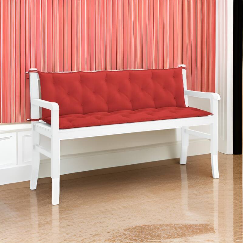 Claire Outdoor Cushion for Bench, Button Tufted Red Fabric, 71 Inch