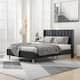 Alazyhome Upholstered Platform Bed Frame - Dark Gray - Full