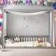 preview thumbnail 1 of 31, American Design Wooden Canopy Twin Size Floor Bed with Fence and Guardrails Grey