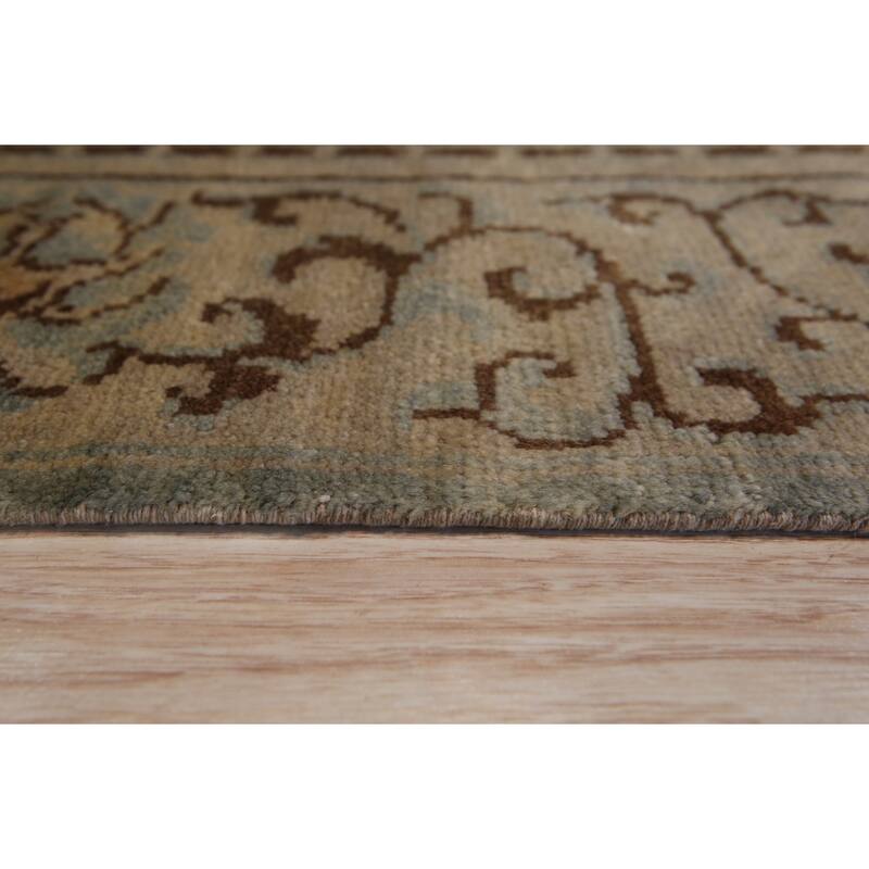 Green Handmade Wool Transitional Rug 12' x 12' - Hand Knotted Natural Dyes Soft Pile Cotton Foundation - N/A