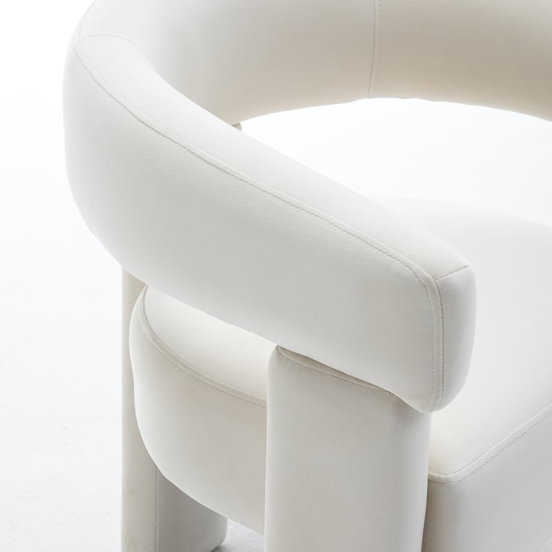 SEYNAR Modern Velvet Accent Chair Set of 2, Upholstered Barrel Armchair with Curved Back and Thickened Padded Seat