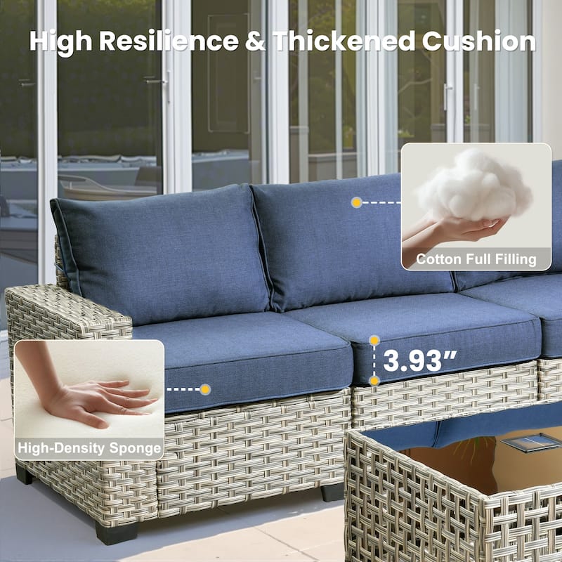 XIZZI 8-piece Outdoor Grey Wicker Furniture Conversation Set