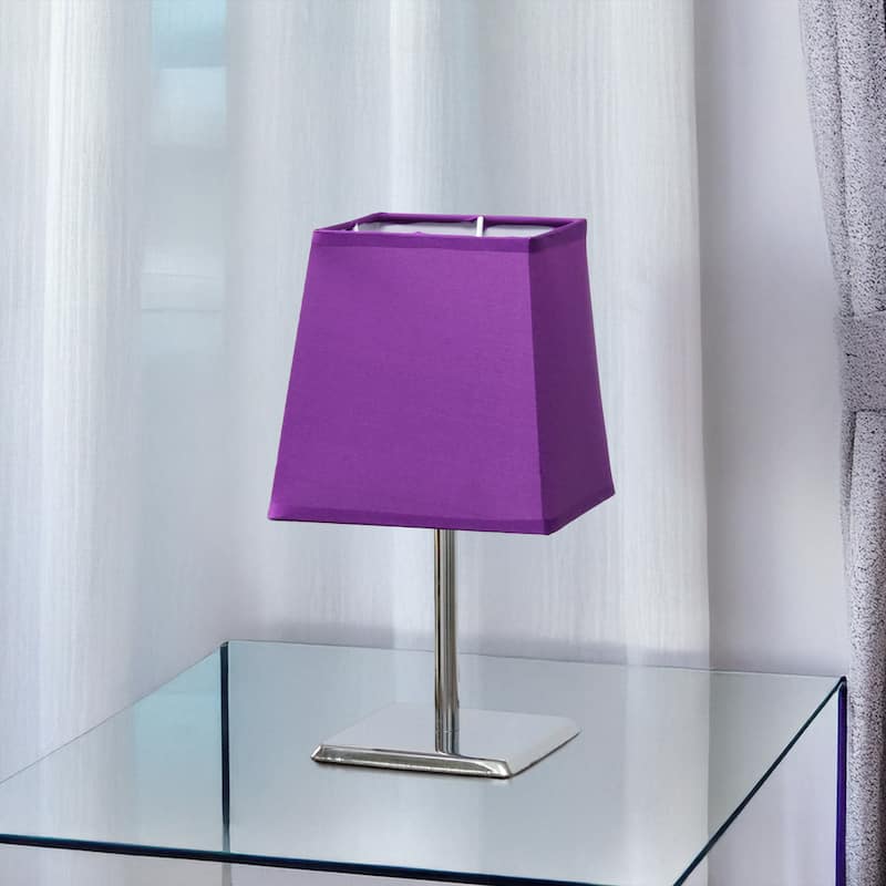 9.65" Compact And Chic Modern Square Chrome Accent Table Lamp, For Living Room, Bedroom, Office, Black Shade