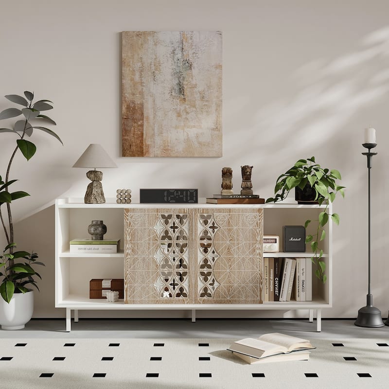 Sliding Door Solid Wood Cabinet