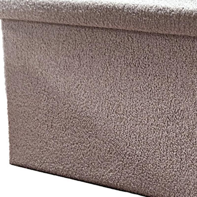 HomeRoots 30" White Boucle Storage Ottoman