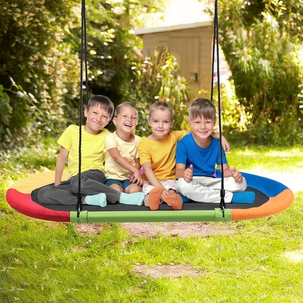 slide 2 of 7, Outdoor Saucer Tree Swing Height Adjustable Large Flying Oval Swing