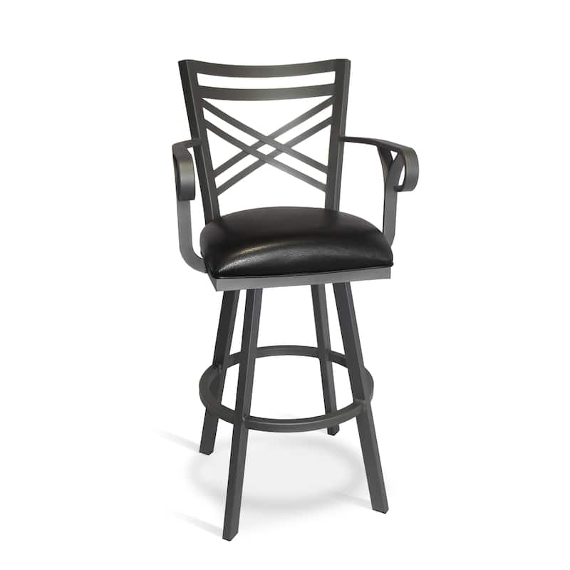 Tempo Furniture Rebecca w/ Arms Swivel 26" Counterstool/30" Barstool by Furnish Theory - Bar Height - Flintrock Grey & Black