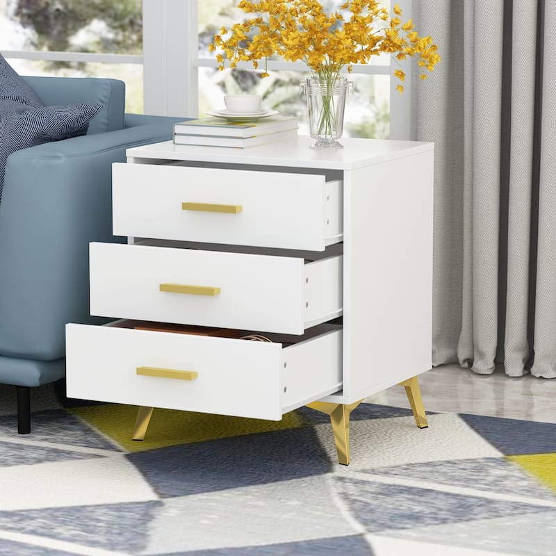 Timechee 23.6'' Tall 3 - Drawer Nightstand In White/Black