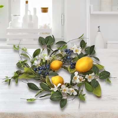 Flowering Lemon & Blueberry Candlering 10"