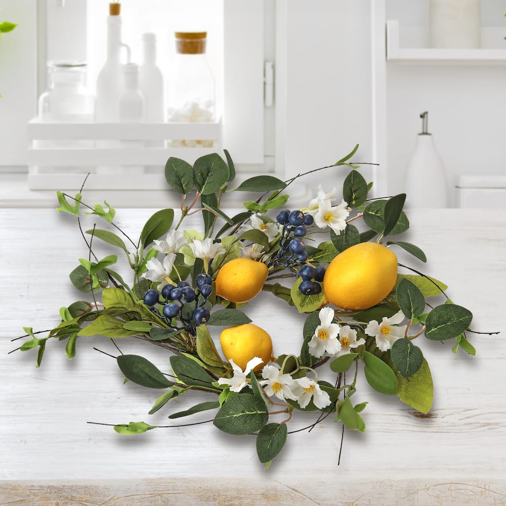 Flowering Lemon & Blueberry Candlering 10"