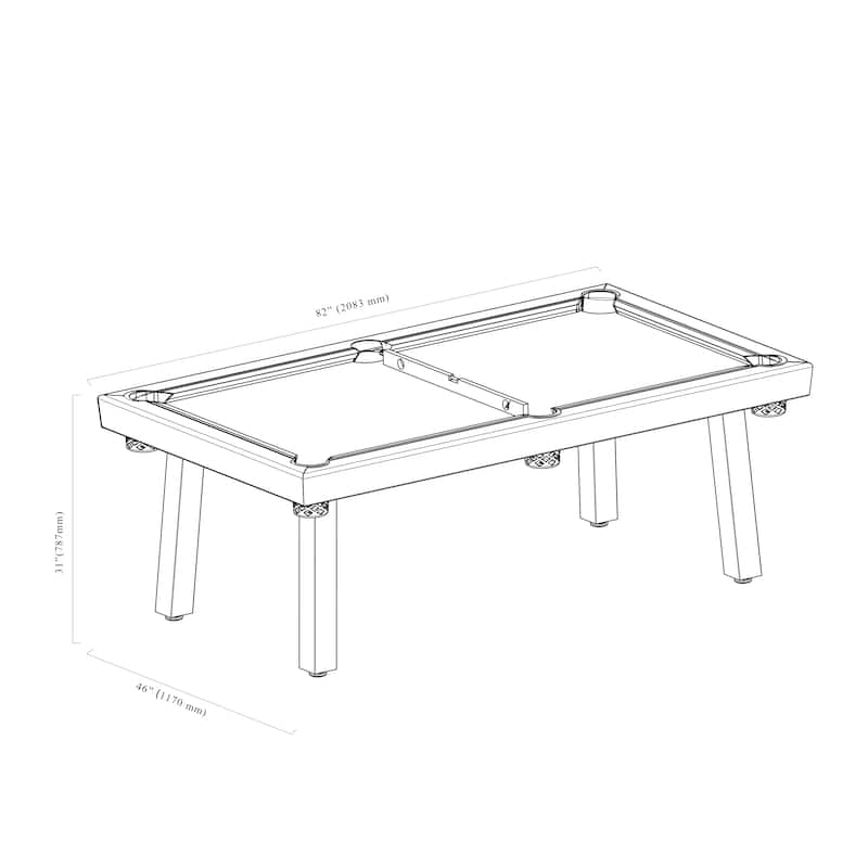 Newport Outdoor Patio 7ft Slate Pool Table 6-Seater Dining Set with 4 Benches & Accessories, White Finish